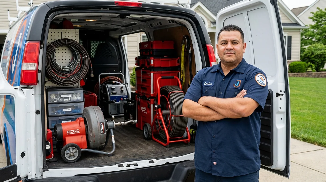 Professional drain cleaning equipment and Johns Plumbing LLC plumber in Hamlet