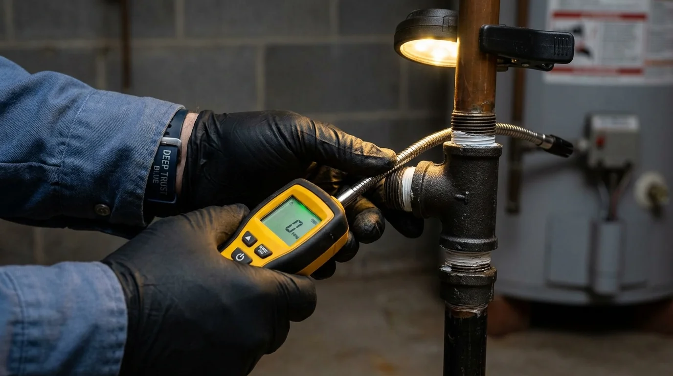 Gas leak detection with electronic sniffer by Johns Plumbing LLC in Hamlet