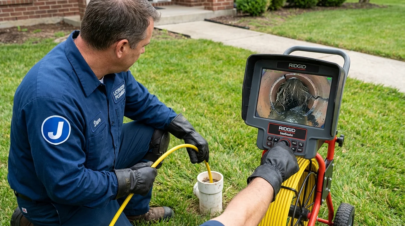 Sewer camera inspection being performed by Johns Plumbing LLC in Hamlet
