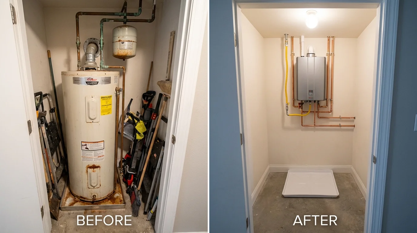 Tank water heater versus wall-mounted tankless unit comparison for Hamlet, NC homeowners