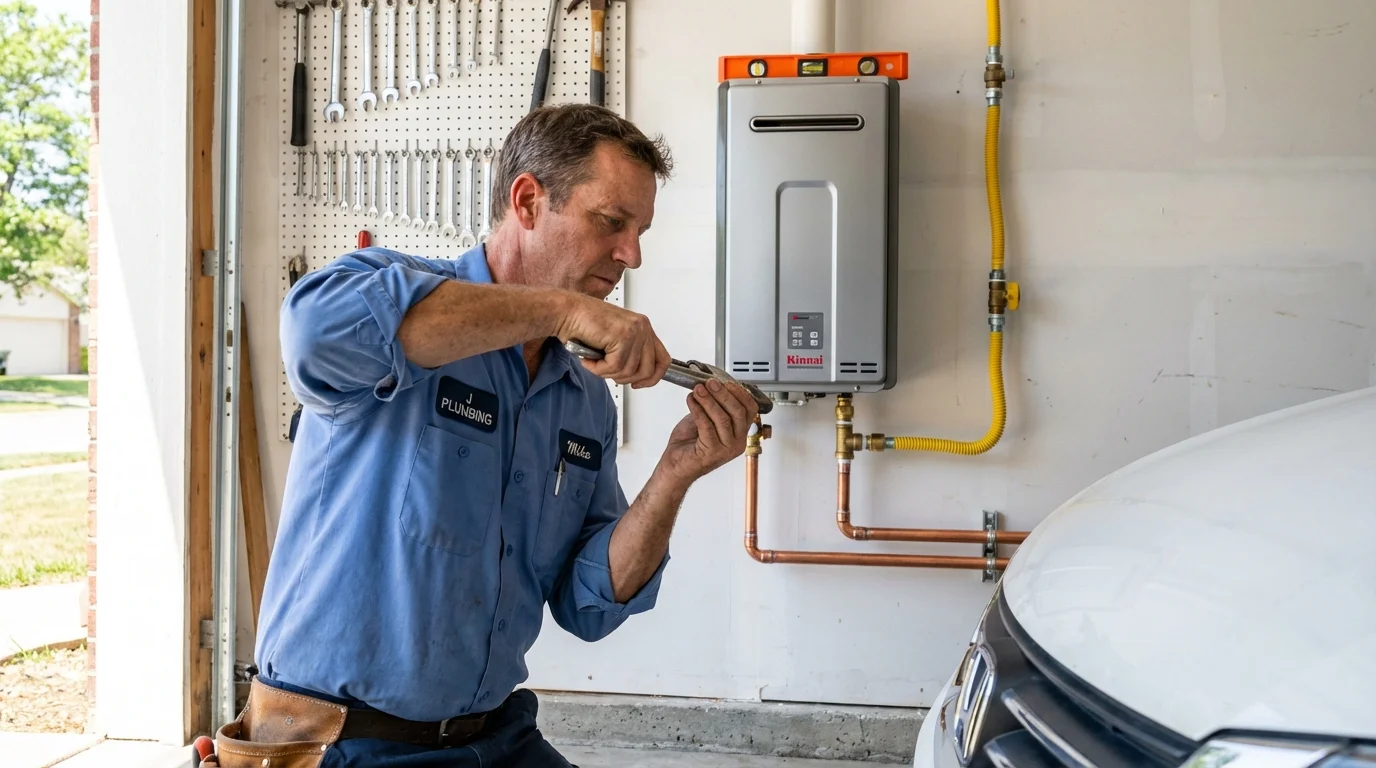 Tankless water heater installation by a Johns Plumbing LLC plumber in Hamlet
